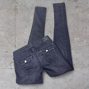 True Religion 2010 Style Y2K Black Skinny Jeans W/ Crystal Buttons